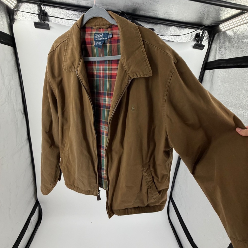 Polo Ralph Lauren Harrington Jacket Brown Plaid Lined Cotton Mens XXL